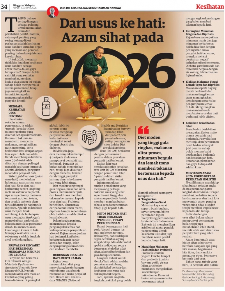 Dari usus ke hati:  Azam sihat pada 2026 oleh Dr Khairul Najmi